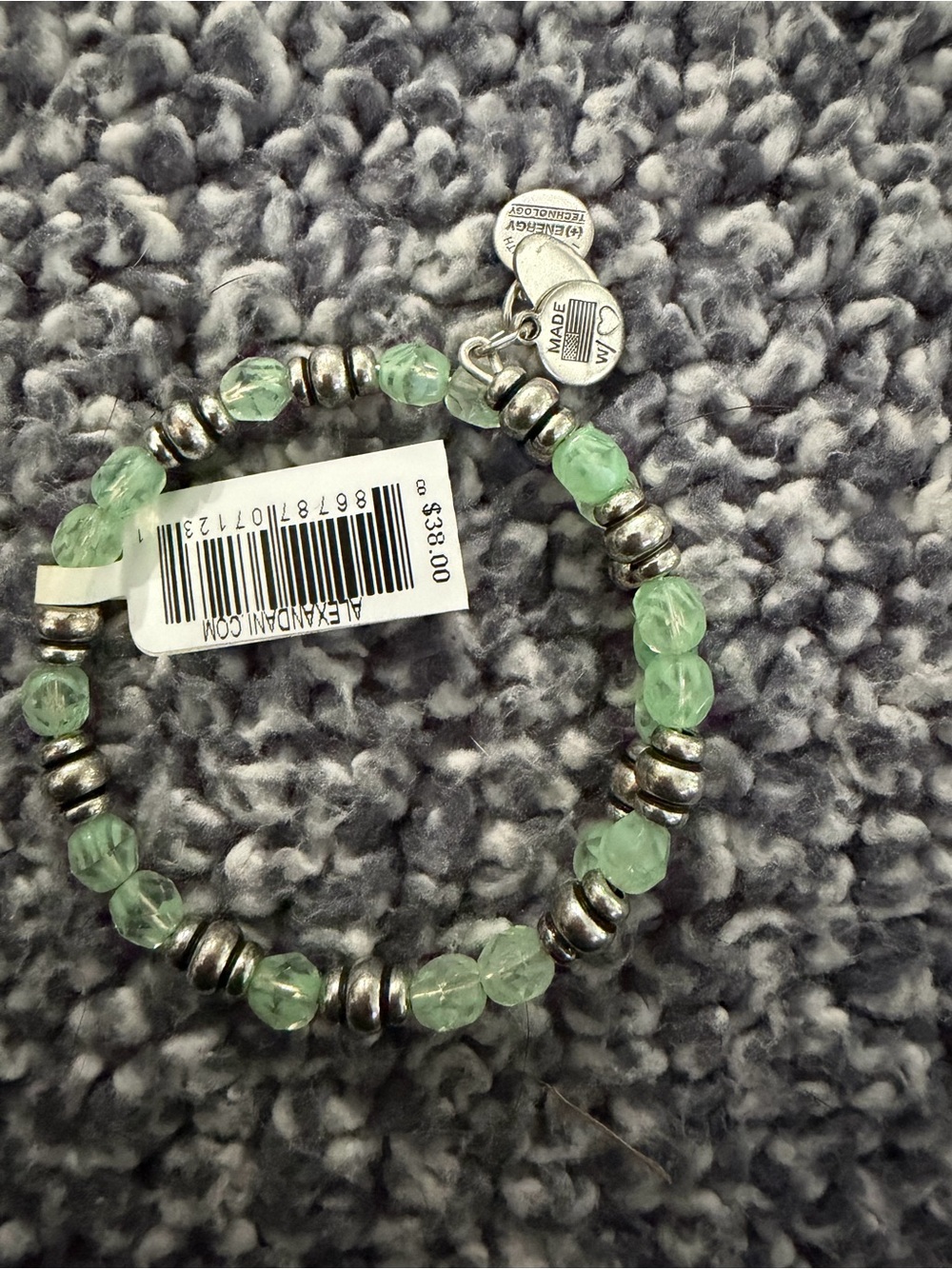 Alex and Ani Light Green Beaded Wrap Bracelet with Silver Accents - Picture 3 of 6